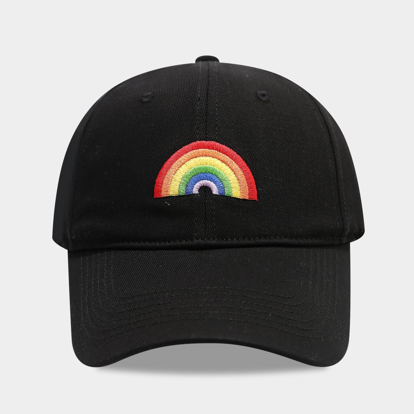 Wholesale Rainbow embroidered soft top cap for men and women
